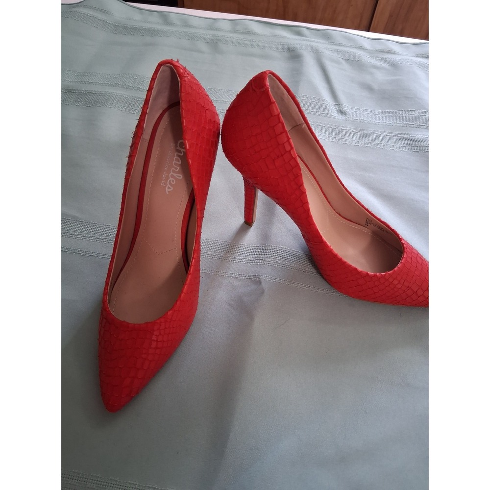 Charles by Charles David Maxx Red Snakeskin Leather Pointed Toe Pumps 8M